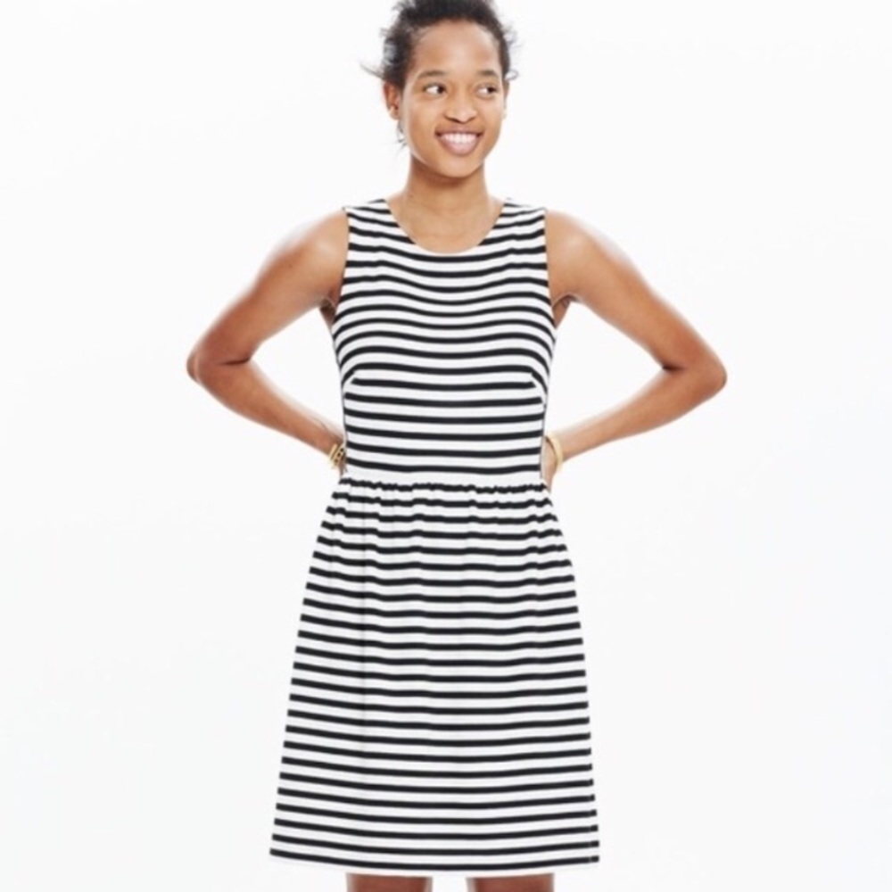 Madewell black and white striped afternoon dress